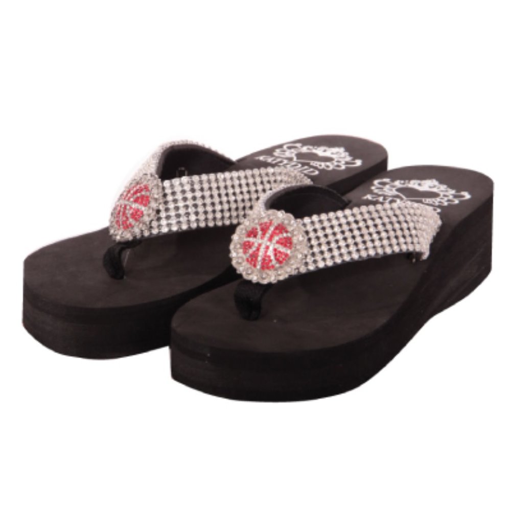 Katydid Rhinestone Basketball Wedge Flip Flops
